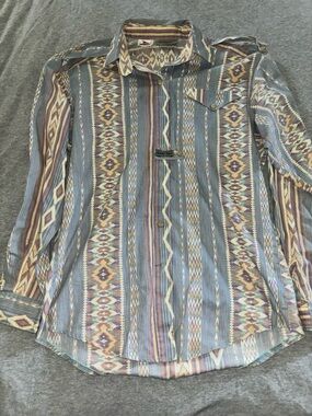 Rocky Mountain Clothing Casual Aztec-Pattern Button-Down Shirt Vintage